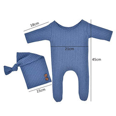 MOMISY Stretchable Bodysuit & Cap for Baby Boys Photography Photoshoot Props Costume-Blue