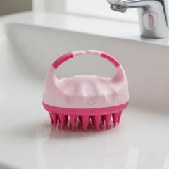 MOMISY Scalp Massager Shampoo Brush, Eco-Friendly Wheat Straw Body With Soft Silicon Bristles, Hair Scalp Scrubber, Scalp Exfoliator | Dandruff Removal (Pink)