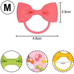 Momisy Girl's Bow shape Hair Tie Rubber Bands Style Ponytail Holder, Medium, Multicolour - 8 Pieces