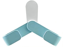 MOMISY Plastic Self Adhesive Pot Lid Holder No-Punch Wall-Mounted Rotatable Rack Hanging Pan Cover Organizer Kitchen Tools (Blue Hook)