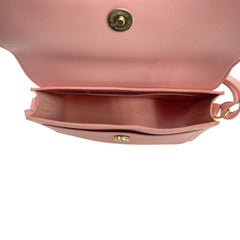 MOMISY Sling Shoulder Crossbody Bag with Adjustable Long Strap for Women Solid Pattern Button Closure Handbags Purse Young Ladies (Pink)