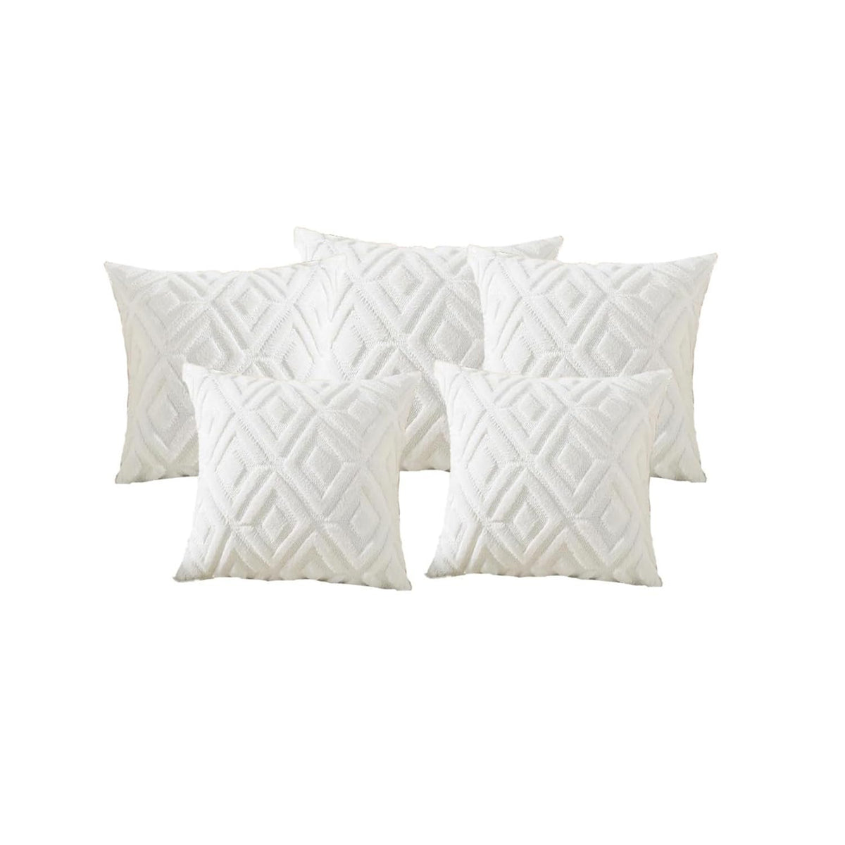 MOMISY Corduroy Cushion Throw Pillow Covers, Diamond, 45 x 45 cm, 18 x 18 inch (5, White5)
