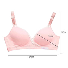 MOMISY Women's Top Open Maternity Nursing Bra Wire Free Lace Cotton Closure Breastfeeding Pregnancy Bra (Pink, 40B)