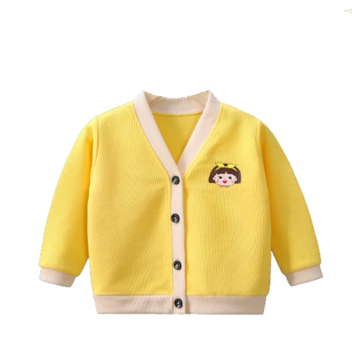 MOMISY Baby Boy & Girls Sweater Jacket Front Open Cardigan (3 to 4 Years, Yellow)