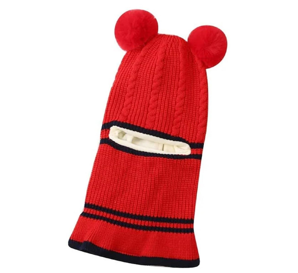 MOMISY Winter Soft Woolen Monkey Cap with Velvet Lining for Baby Boys, Girls, Infant, Toddler, 2-5 Years (in, Age, 2 Years, 5 Years, Red)