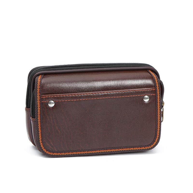 MOMISY Horizontal Mobile Cell Phone Holster Holder Pouch Case Belt Clip Case Leather Case Cover for Men (Brown)