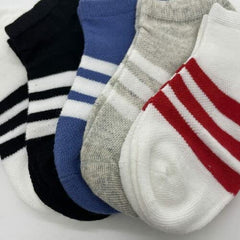 MOMISY 5 Pairs Baby Girl Boys Tube Socks Toddlers Infant Solid Color Ankle Socks Stretch Baby Socks (3Striped, 6 Years-8 Years)