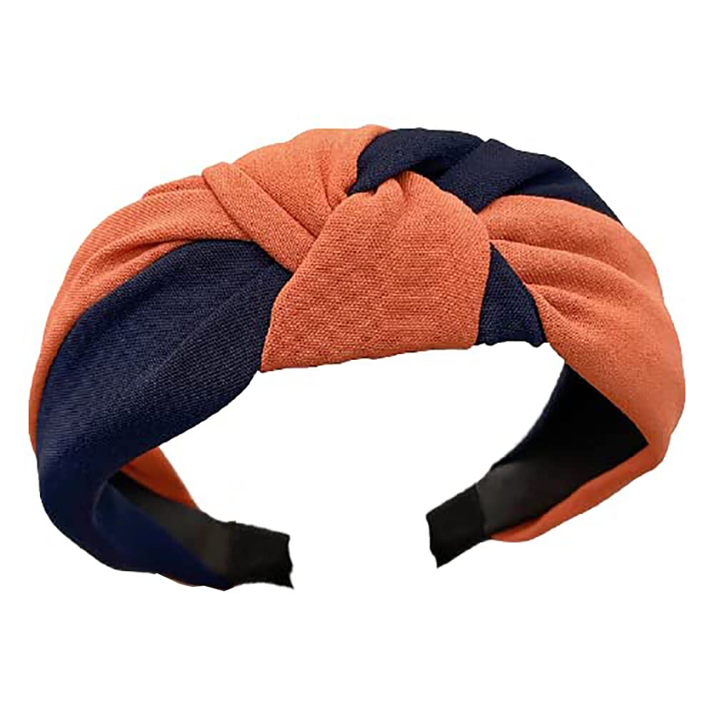 MOMISY Knotted HeadBand for Women Cute Hair Hairband Fashion Turban Cross Knotted Hair Band Accessories for Women and Girls (Navy Brown)
