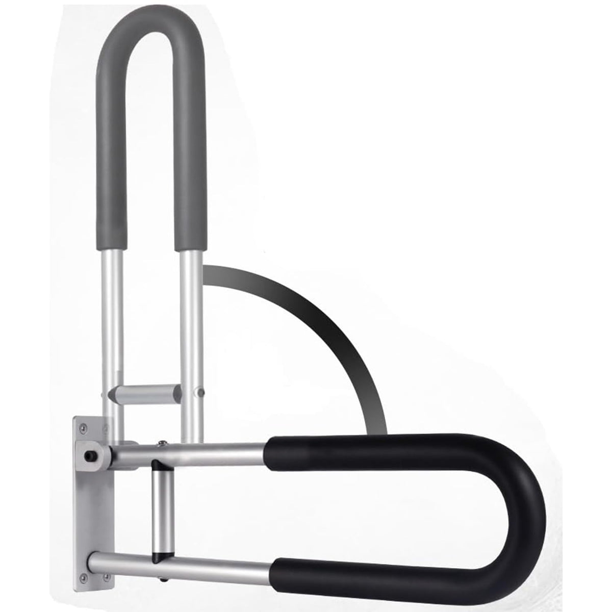 MOMISY Wall Mounted Flip up/Folding Aluminum Grab Bar Rails 23.6 Inch Toilet Handrails Bathroom Safety Bar Hand Support for Senior Citizen Injured and Handicapped (1)