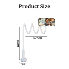 MOMISY Mobile Phone Holder, 360° Adjustable Gooseneck Clamp Mount, Universal Phone Stand for Desk, Office, Home (Nut White, 60 cm)