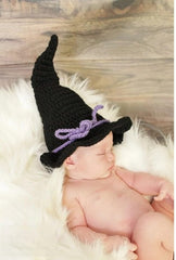 MOMISY Handmade Cute Newborn Baby Photography Props Outfits Knit Crochet Hat -Black Purple