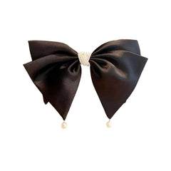 MOMISY Bow Shaped Hair Clip, Hair Accessories for Women and Girls (PearlBlack, Free)