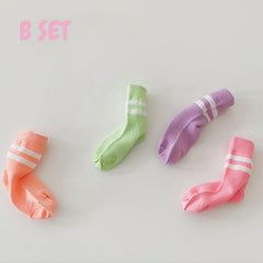 MOMISY Striped Tube Ankle Socks for Toddlers, 4 Pairs, Boys and Girls (IN, Age, 12 Months, 24 Months, 4A)