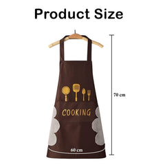 MOMISY Waterproof Kitchen Apron, Cooking Apron with Pockets, Side Towel for Hand Wiping, Suitable for Men and Women (Black)