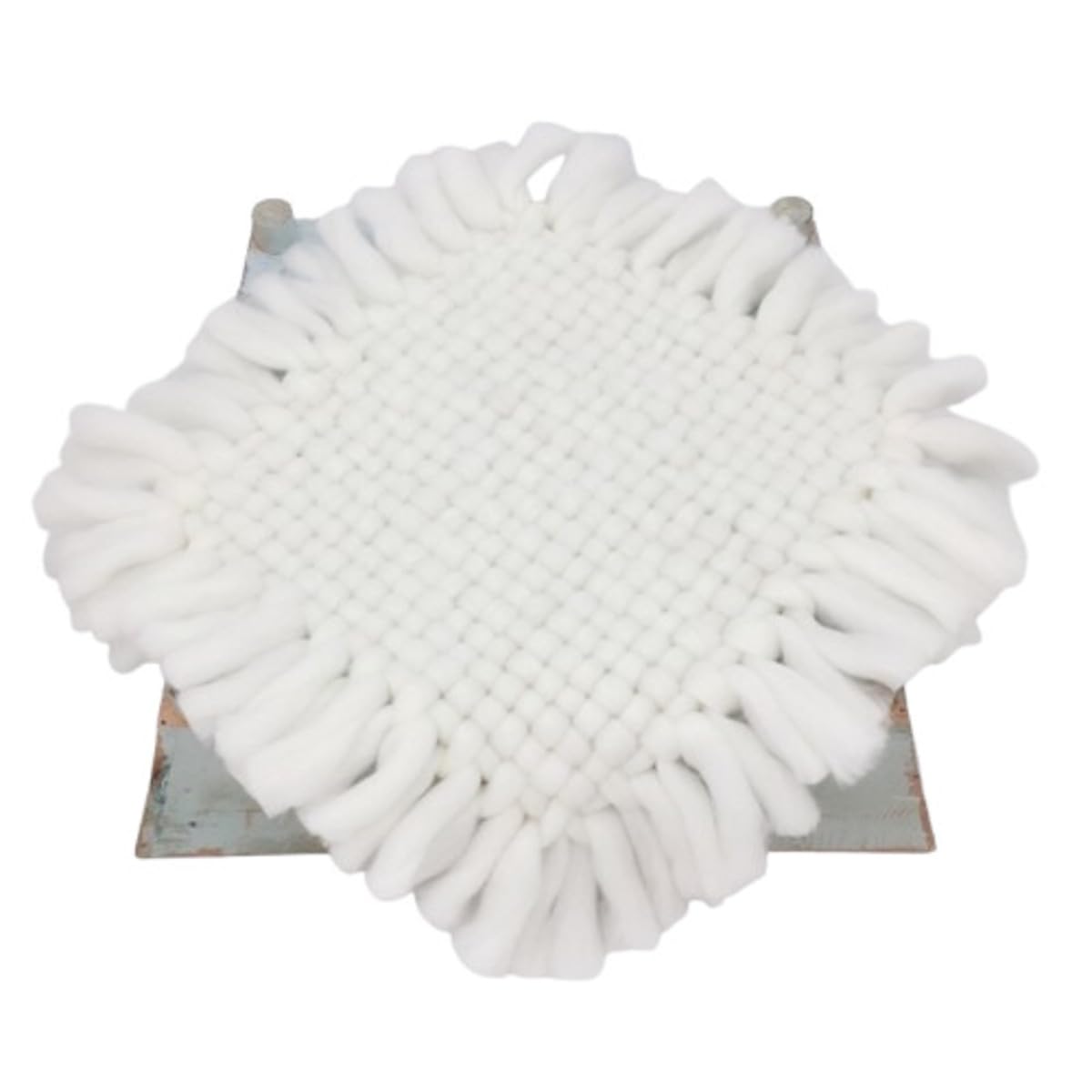 MOMISY Braided Knit Throw Braided Rug Blanket, New Born Baby Photography Photoshoot Props (White, 45 * 45 cm)