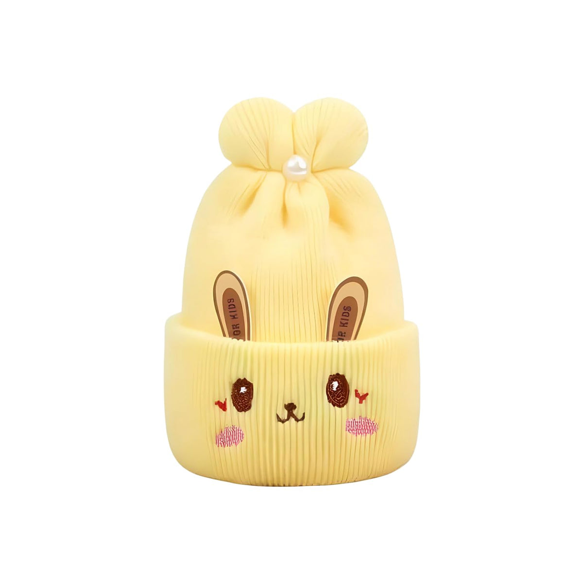 MOMISY Bunny Baby Cap, Soft Beanie Woolen Hat for Spring, Winter, Autumn, for Newborn, Infant, Toddler, Kids, Babies- 0 to 6 Months (in, Age, 0 Months, 6 Months, Yellow)
