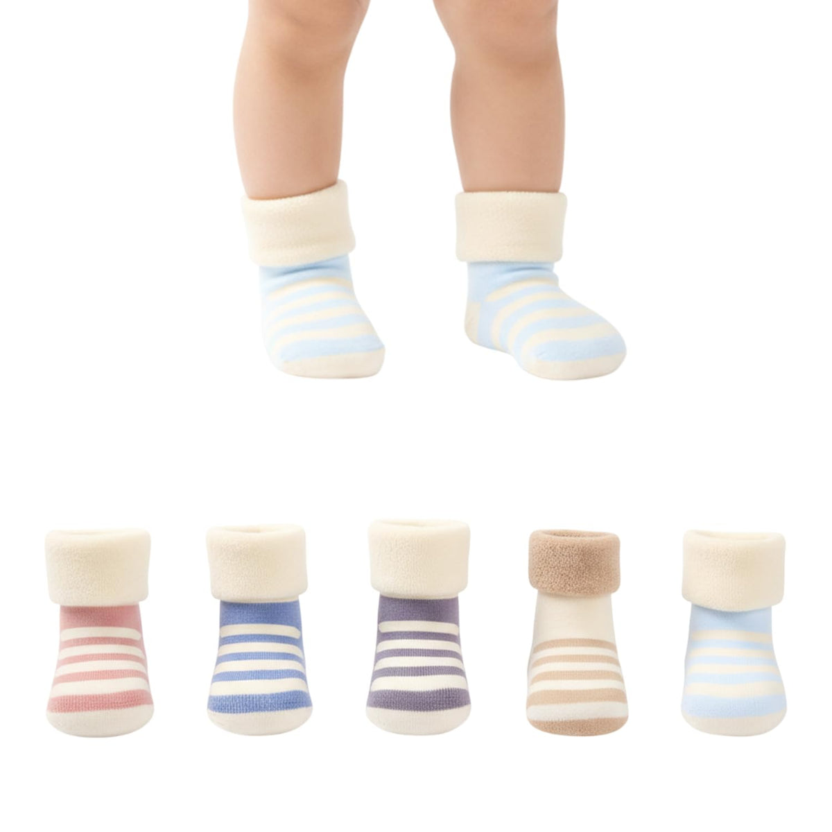 MOMISY 5 Pairs Tube Socks for children Toddlers Infant Baby Girl Boys (Multicolour, 2 year to 4 year)