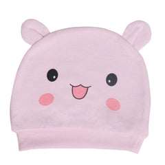 MOMISY 1 Piece Small Cartoon Design Baby Cotton Cap for Newborn Baby Boys and Girls of Age 0 to 6 Months (CtBlu-MkLtYlo-PndaPnk)