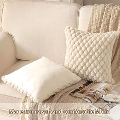 MOMISY Corduroy Cushion Throw Pillow Covers, Honeycomb Pattern, 45 x 45 cm, Pack of 2 (Beige)