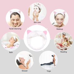 MOMISY Elastic Lovely Hair Band Wash Face Spa Headband-Washable Facial Band Makeup Wrap Headbands for Women (Red White)