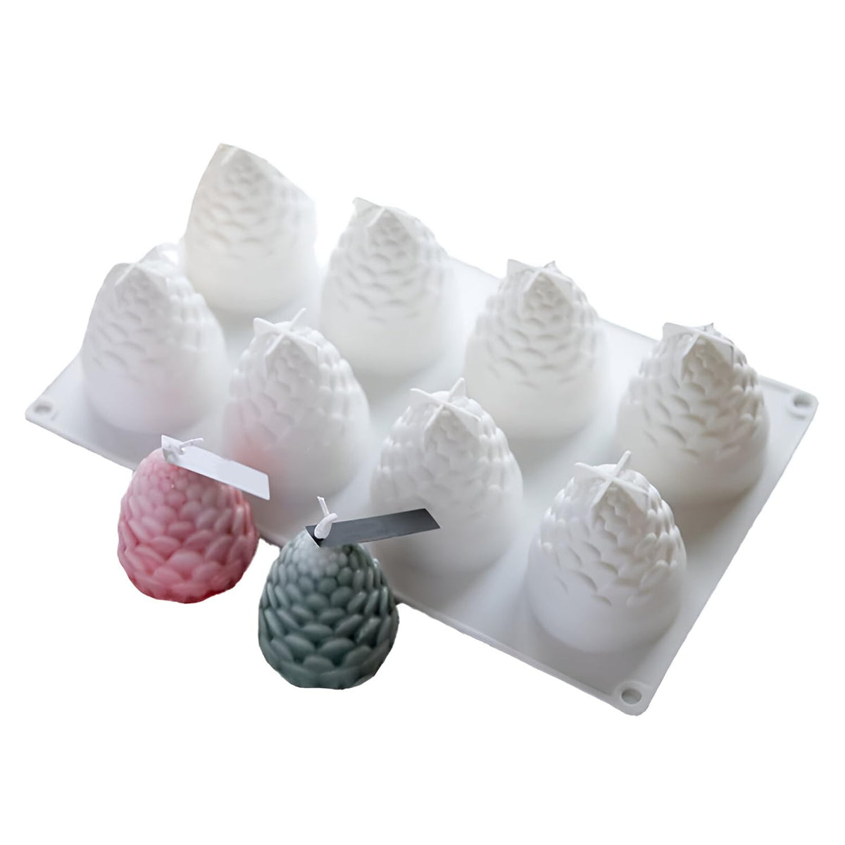 MOMISY Silicone Bubble Candle Moulds for Candle Making, Ideal for Diwali Candles, Chocolates, Personalized Gifting, Home Decoration (Pineapple-8)