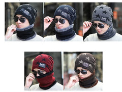 MOMISY Unisex Woolen Beanie Cap Plus Muffler Scarf Set for Men Women (Black)