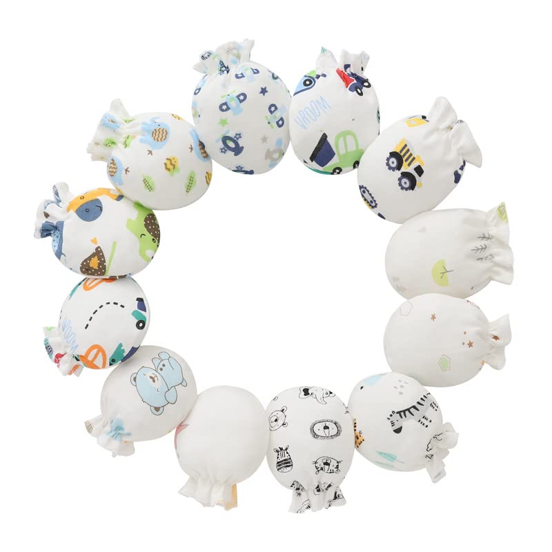 MOMISY Newborn Premium Cotton Hosiery Mittens Set/Hand Gloves/Muthi. (0-6 Months)-Multicolor (Color and Design)