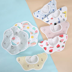 MOMISY Muslin Pure Cotton Printed Baby Feeding Bibs, Set of 4, Assorted Colours