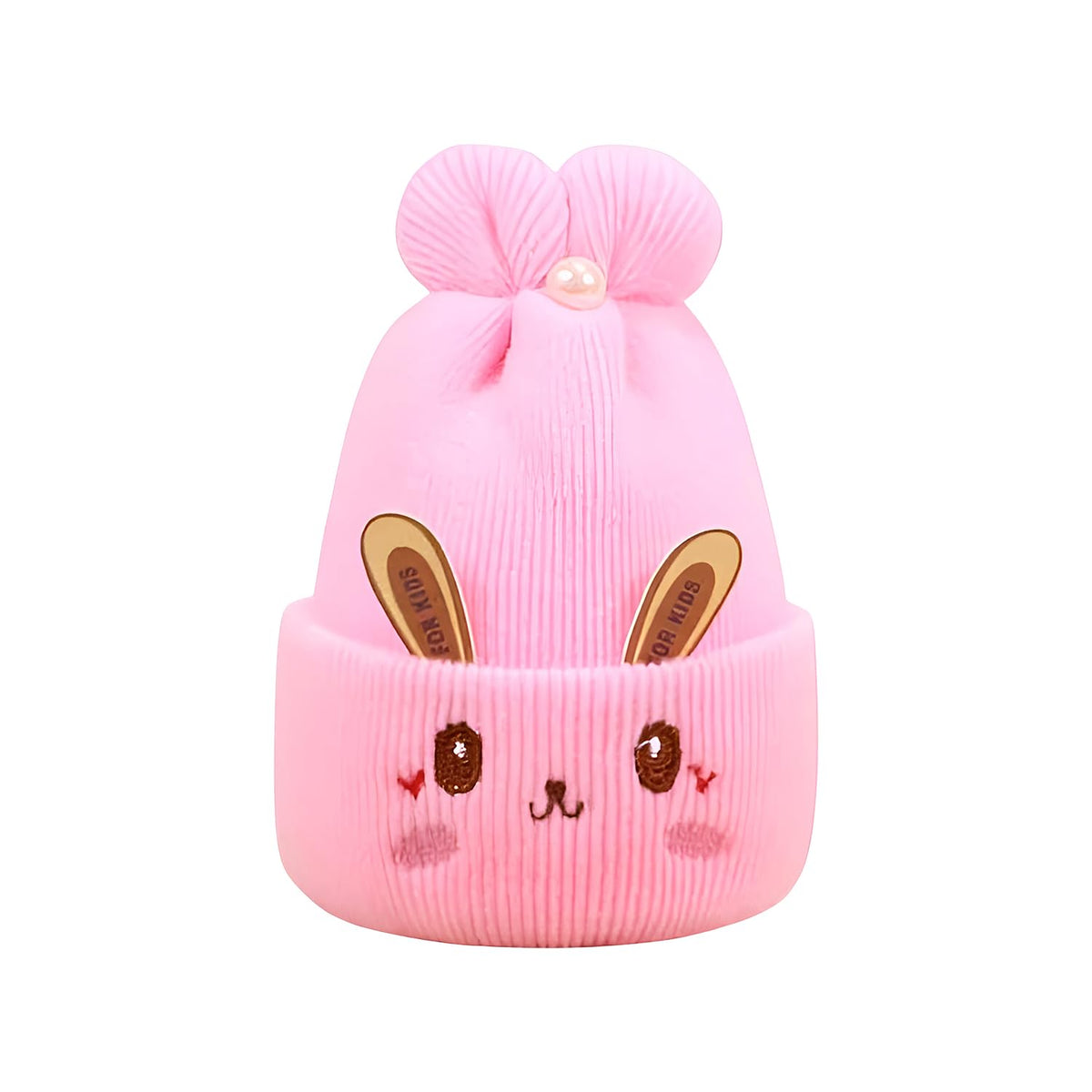 MOMISY Bunny Baby Cap, Soft Beanie Woolen Hat for Spring, Winter, Autumn, for Newborn, Infant, Toddler, Kids, Babies- 0 to 6 Months (in, Age, 0 Months, 6 Months, Light Pink)