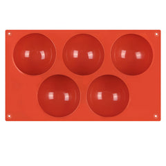 MOMISY Silicone Semi Sphere Mould, 5-Cavity Half Ball Baking Tray for Chocolate Bombs, Dome Cakes, Jelly, Soap, and Desserts – Oven & Freezer Safe
