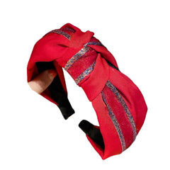 MOMISY Knotted Hairband Headband Cross Hair Band Accessories for Women and Girls (Double Lining-Red)