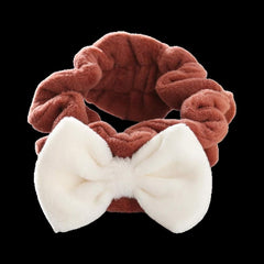 MOMISY Spa Makeup Facial Yoga Sports Elastic Headband Bow Hair Band for Women and Girls Shower (Brown White)