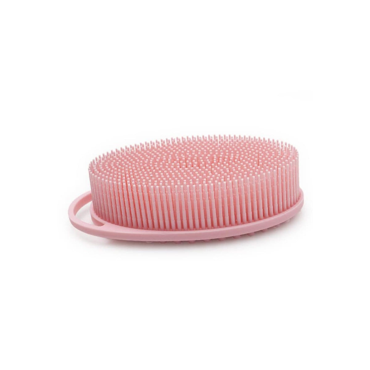MOMISY 2-in-1 Silicone Body and Shampoo Brush, Exfoliating Bath Scrubber, Scalp Massager with Flat Head (Pink)