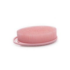 MOMISY 2-in-1 Silicone Body and Shampoo Brush, Exfoliating Bath Scrubber, Scalp Massager with Flat Head (Pink)