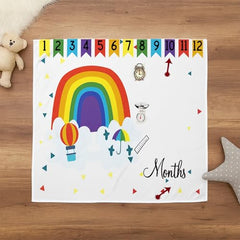 MOMISY Baby Milestone Blanket and Props for Baby's |1 to 12 Months Prop |Baby Bedding |Ac Room Blanket for Summer|Newborn| Infants Winter Blanket(RainbowBalloon)