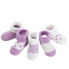 MOMISY 5 Pairs Baby Girl Boys Tube ankle Socks for Baby Girl BoysToddlers Infant kids (Purple, 0 Months to 6 Months)