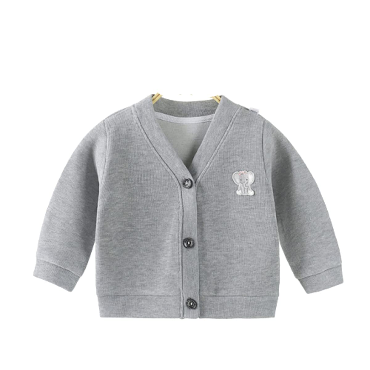 MOMISY Baby Girl's Cotton Blend V-Neck Sweater (BabyWinterSweater_Grey_12 Months-24 Months)