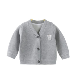MOMISY Baby Girl's Cotton Blend V-Neck Sweater (BabyWinterSweater_Grey_12 Months-24 Months)