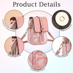 MOMISY Women’s Crossbody Sling Bag | PU Leather Mini Shoulder Bag with Adjustable Strap & Multi-Pocket Design (Pink)