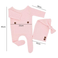 MOMISY Stretchable Bodysuit & Cap for Baby Boys Photography Photoshoot Props Costume- Light Pink