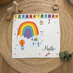 MOMISY Baby Milestone Blanket and Props for Baby's |1 to 12 Months Prop |Baby Bedding |Ac Room Blanket for Summer|Newborn| Infants Winter Blanket(RainbowBalloon)