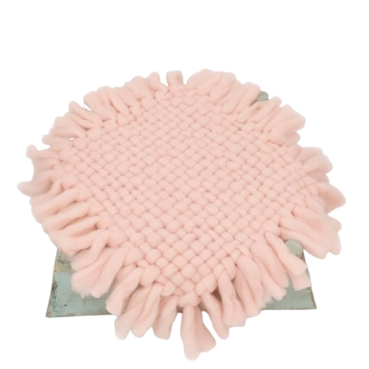 MOMISY Braided Knit Throw Braided Rug Blanket, New Born Baby Photography Photoshoot Props (Pink, 45 * 45 cm)
