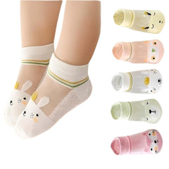 MOMISY 5 Pairs Baby Girl Boys Tube Socks Toddlers Infant Solid Color Boat Spring and Autumn Socks Stretch Baby Socks (ThinAnimal, 1 year to 3 year)