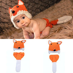 MOMISY Baby Photography Props, Fox Outfit, Includes Hat & Long Tailed Nappy for Kids Parties Anniversaries Photography, Orange