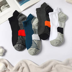 MOMISY Men's Premium Cotton Cushion Ankle Socks, Multicolour, Pack of 4, Free Size