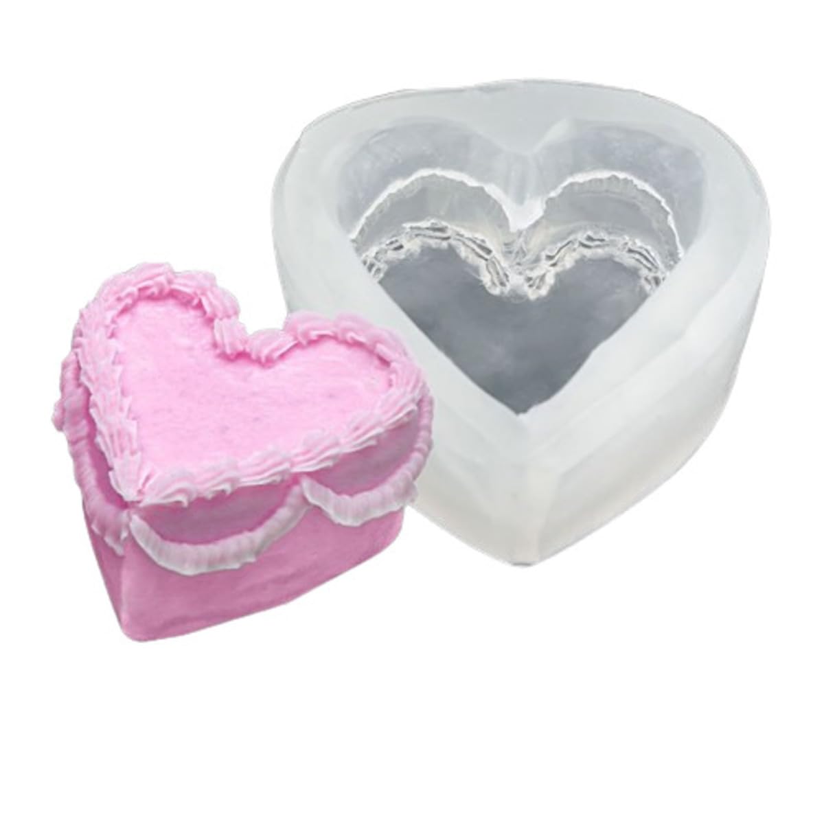 MOMISY Heart-Shaped Chocolate Mould 3D Food Grade Bpa Free Silicone Mould with Delicate Woven-Patterned Design Candle Mould Silicone for Handmade Chocolate Candle Bath Soaps Decor DIY Crafting (Garland)