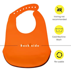 MOMISY Baby Bib For Newborn Waterproof Silicone Apron Wipeable Stain Resistant With pocket For 6 months and up (1, OrangeEye)