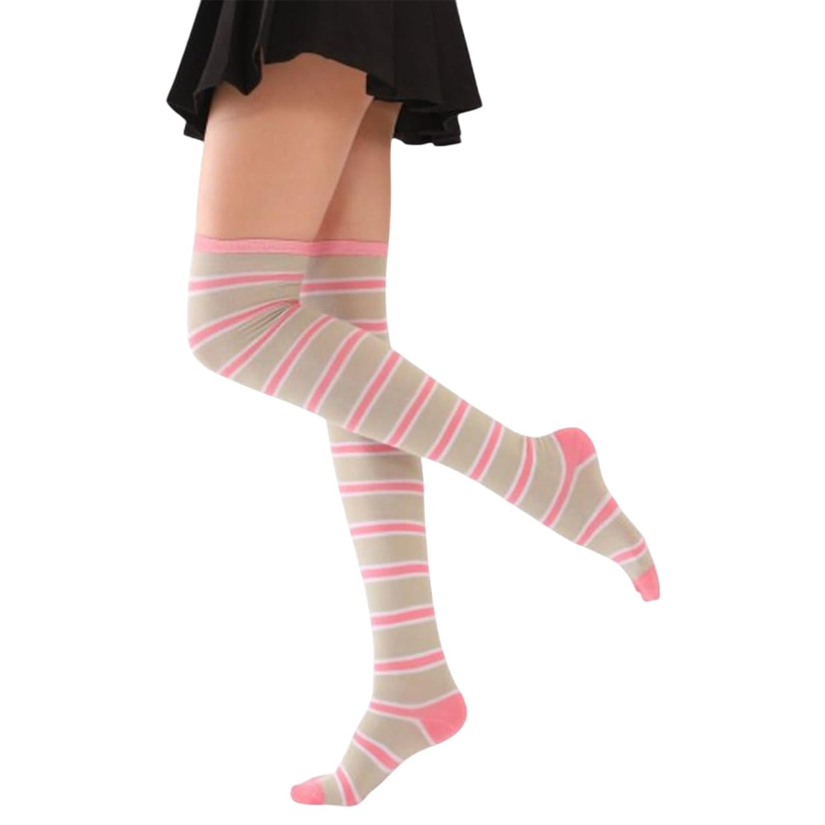 MOMISY Knee Socks for Womenand Girls Premium Cotton Blend, Breathable Long Knee High Stockings, Ultimate Comfort and Style, Ideal for Daily Use- Pack of 1 (Free Size) (Pink Khaki)