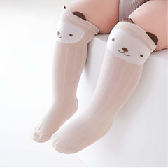 MOMISY 3 Pairs of Baby Kids Children Anti Skid Sleep Spring Winter And Autumn Combed Cotton Long Tube Knee-High Socks (IN, Age, 12 Months, 3 Years, YellowBlueKhaki)