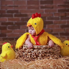 MOMISY Baby Chick Costume Set, Photography Props with Cap, Bodysuit and Socks, Yellow